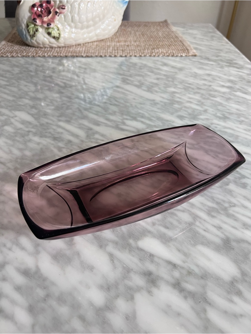 Vintage Moroccan Amethyst Glass Decorative Bowl